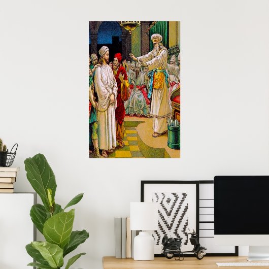 Poster Mark 14:53-65 Jésus devant le Prêtre en chef affic (Bureau à domicile)