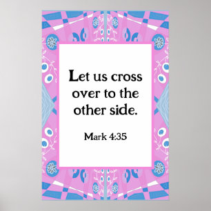 Poster Mark 4:35 Bohemian Chintz Illustration Pink Blue