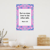 Poster Mark 4:35 Bohemian Chintz Illustration Pink Blue (Cuisine)
