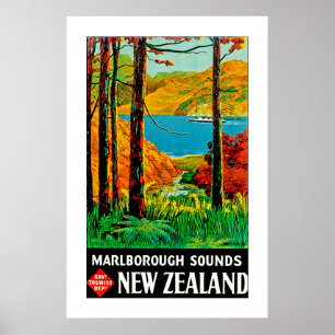 Poster Marlborough Sounds New Zealand