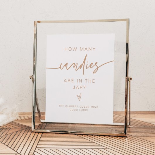 Poster MARLO Beige Combien de bonbons Baby shower Jeu