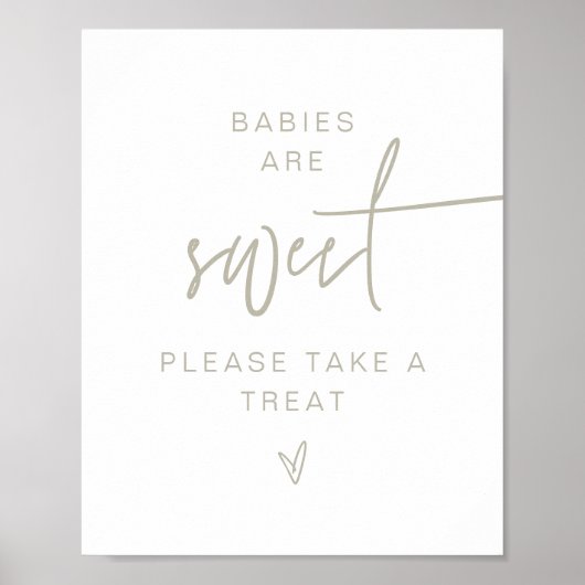 Poster MARLO Boho Sage Green Baby Are Sweet Sign (Devant)