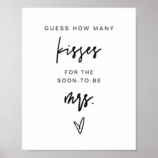 Poster MARLO Bold Combien de baisers Jeu de Baby Shower d (Devant)