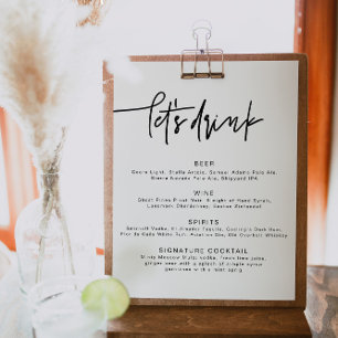 Poster MARLO Bold Contemporary Let's Drink Bar Menu Post