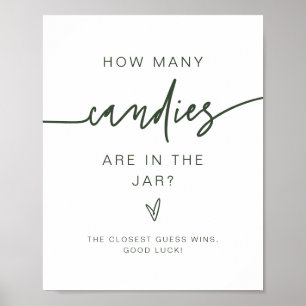 Poster MARLO Green Combien de Candies Baby shower Jeu
