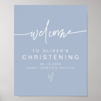 MARLO Modern Boho Dusty Bleu Christening Bienvenue
