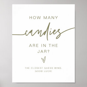 Poster MARLO Olive Combien de bonbons Baby shower Jeu