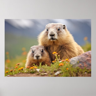 Poster Marmot Animal Wild Beauté Liberté Art sauvage
