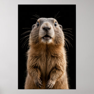 Poster Marmot Wild Animal Élégant Dramatique Mist Portrai