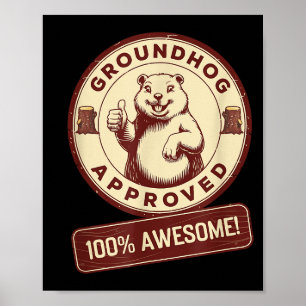 Poster Marmotte Approuvée 100% Incroyable Drôle Vintage