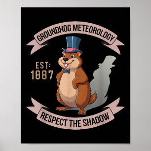 Poster Marmotte Drôle Uni Adultes Enfants Noir Manches Co