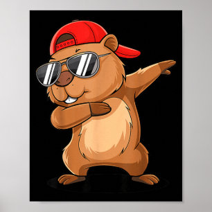 Poster Marmotte Hip-Hop faisant le dab avec une casquette