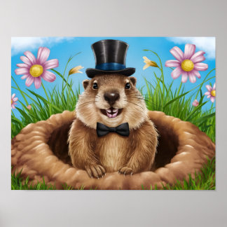Poster Marmotte souriante émergente
