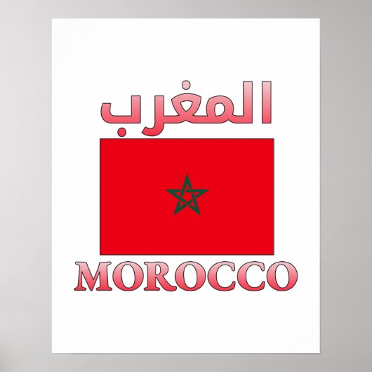 Poster Maroc Drapeau Anglais et arabe WordArt (Devant)