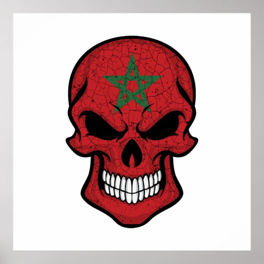 Poster Maroc Drapeau crâne souriant (Devant)