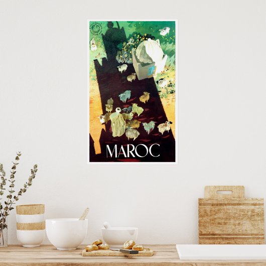 Poster Maroc, vue d'ensemble, berger, avec son navire (Cuisine)