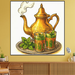 Poster marocain de thé à la menthe Art mural mar