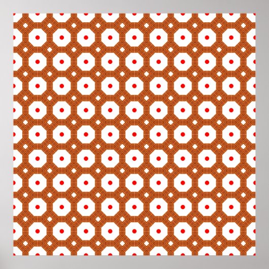Poster Marocain traditionnel sans couture brun, blanc et  (Devant)