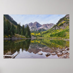 Poster Maroon Bells en automne, Colorado