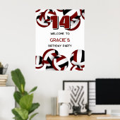 Poster maroon black volleyballs anniversaire bienvenue (Bureau à domicile)