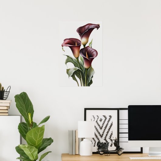 Poster Maroon Calla Lilies Lily Flower Art Imprimer Poste (Bureau à domicile)