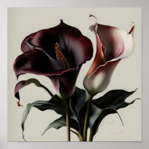 Poster Maroon Calla Lilies Lily Flower Art Imprimer Poste