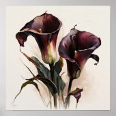 Poster Maroon Calla Lilies Lily Flower Art Imprimer Poste (Devant)