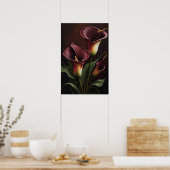 Poster Maroon Calla Lilies Lily Flower Art Imprimer Poste (Cuisine)