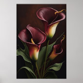 Poster Maroon Calla Lilies Lily Flower Art Imprimer Poste (Devant)