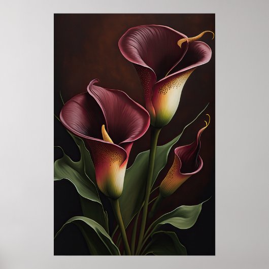 Poster Maroon Calla Lilies Lily Flower Art Imprimer Poste (Devant)