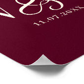 Poster Maroon couples cadeau mariage initial (Coin)