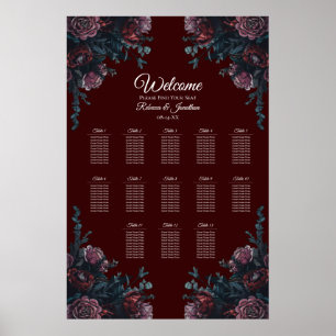 Poster Maroon foncé Mauve Gothique Mariage élégant