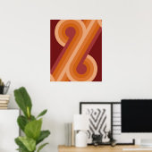Poster Maroon foncé orange Cercles rétro rouge Motif d'ar (Bureau à domicile)