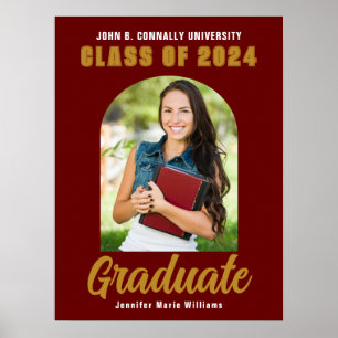 Poster Maroon Gold Graduate Photo Arch Graduation Party