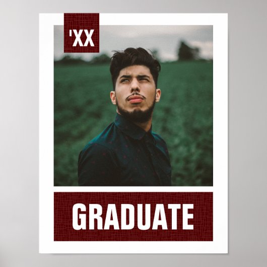 Poster Maroon Modern Textured Photo Graduation (Devant)