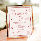Poster Maroon Opera Wedding Bar Drinks Menu