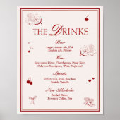 Poster Maroon Opera Wedding Bar Drinks Menu (Devant)