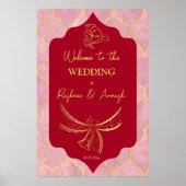 Poster Maroon or mariage hindou signe de bienvenue Ganesh (Devant)