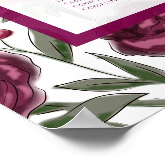 Poster Maroon Rose Wedding Seating Chart (Coin)