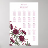 Poster Maroon Rose Wedding Seating Chart (Devant)