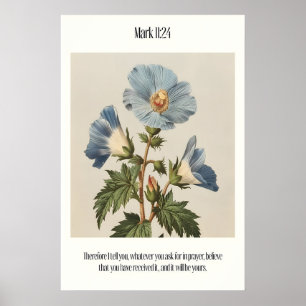 Poster Marque 1124 Verset de la Bible sur toile - Bleu Bo