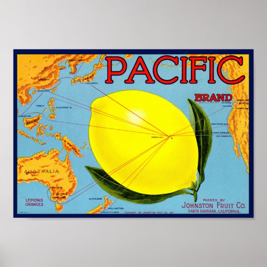 Poster Marque Pacifique conditionnée par Johnston Fruit C (Devant)