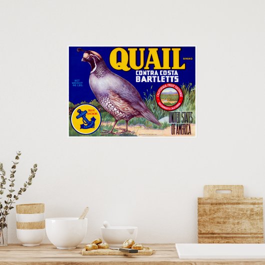 Poster Marque Quail Contra Costa Bartletts (Cuisine)