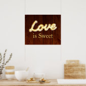 Poster Marquee Lights Love is Sweet - barque (Cuisine)