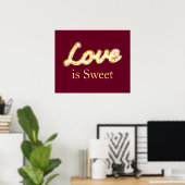 Poster Marquee Lights Love is Sweet - marsala (Bureau à domicile)