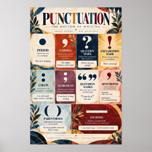 Poster Marques de ponctuation et symboles éducatifs d'écr