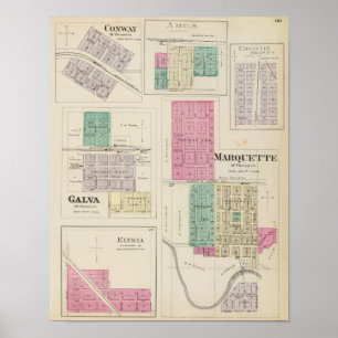 Poster Marquette, Conway, Galva, Elyria, Ames, le Kansas