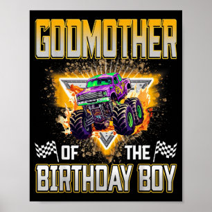 Poster Marraine du camion monstre du garçon d'anniversair