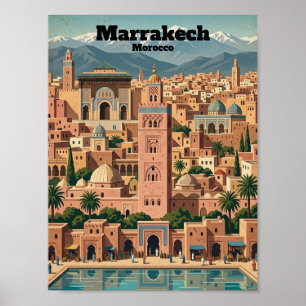 Poster Marrakech Maroc Architecture Vintage Voyage