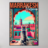 Poster Marrakech Maroc Chat Voyage Tourisme Souvenir (Devant)